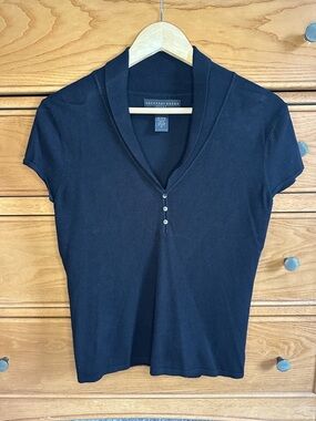 Geoffrey Beene Sport Top Women's Size Medium Pullover Black V-Neck Rayon Blend